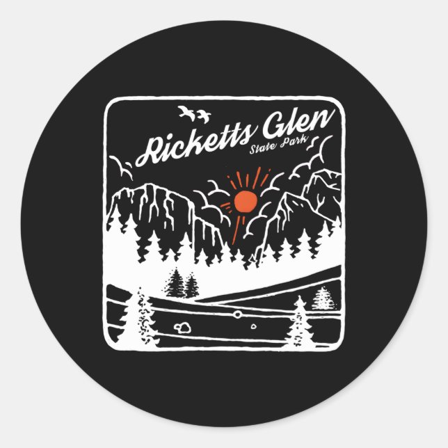 Ricketts Glen Staat Park Pennsylvania Moderner Pen Runder Aufkleber (Vorderseite)