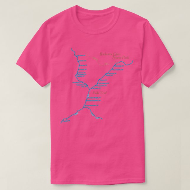 Ricketts Glen Wasserfallkarte T-Shirt (Design vorne)
