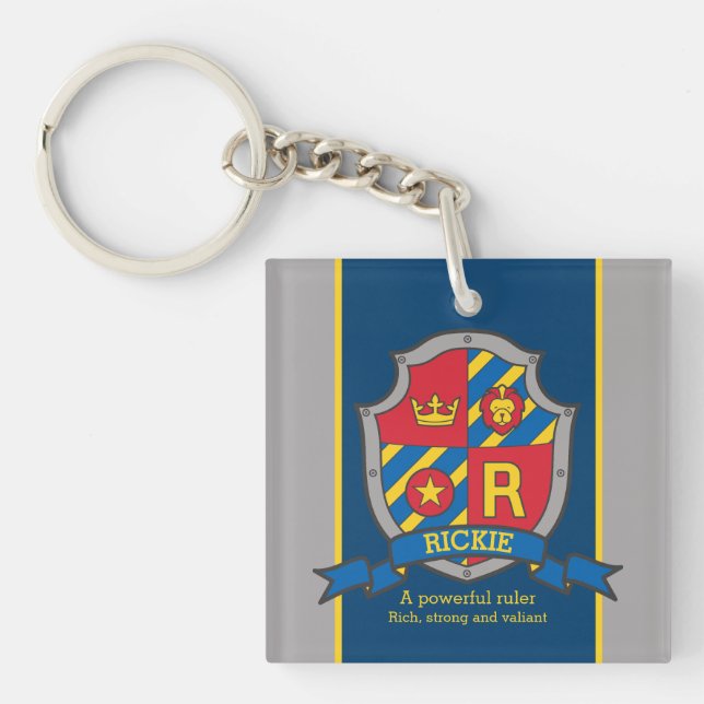 Rickie-Name bedeutet Jungen Wappen Bär Brauch Schlüsselanhänger (Vorderseite)