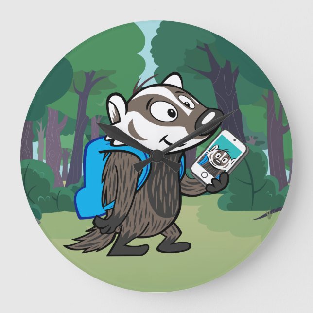 Ricky Raccoon Boomer Badger Selfie Große Wanduhr (Vorderseite)