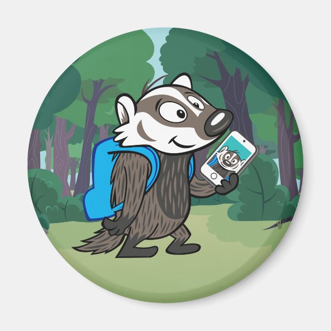 Ricky Raccoon Boomer Badger Selfie Magnet (Vorne)