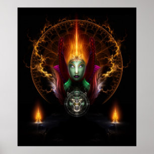 Riddian Queen of Fire Fraktal Art Poster