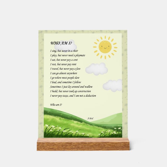 Riddle Art Acrylschild (Vorderseite)