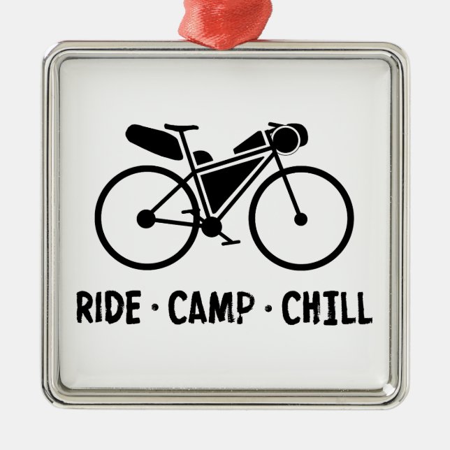 Ride Camp Chill Bikepacking Ornament Aus Metall (Vorne)