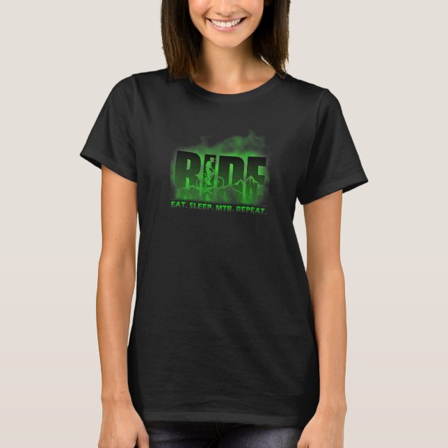Ride Eat Sleep MTB Wiederholung Mountainbike T-Shirt (Vorderseite)
