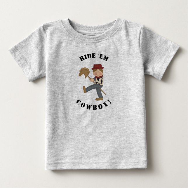 Ride 'Em Cowboy (braunes Haar) Baby T-shirt (Vorderseite)
