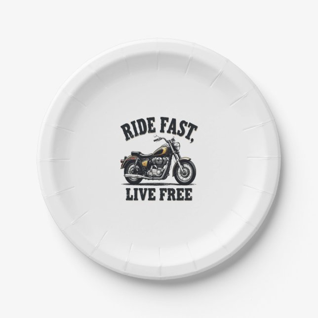 Ride Fast, Live Free Motorcycle Pappteller (Vorderseite)