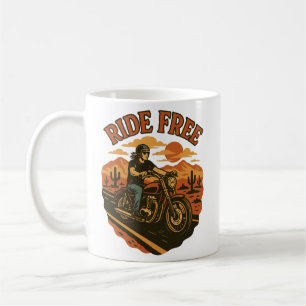 Ride Free Vintage-Motorrad-Abenteuer-Kunst Kaffeetasse