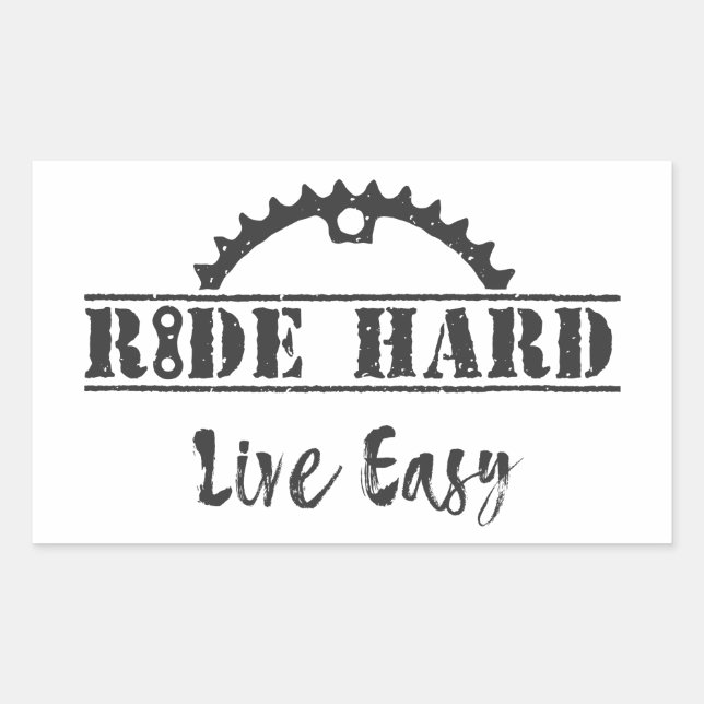 Ride Hard Live Easy Cycling Rechteckiger Aufkleber (Vorderseite)