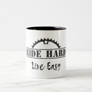 Ride Hard Live Easy Radfahren Zweifarbige Tasse
