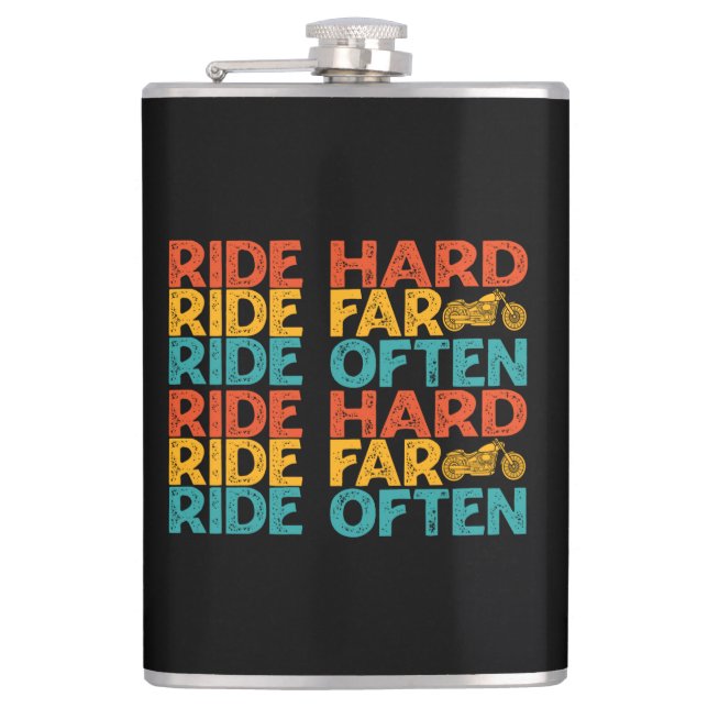 Ride-harte Fahrt Far Ride Oft Motorradfahrer Flachmann (Vorderseite)