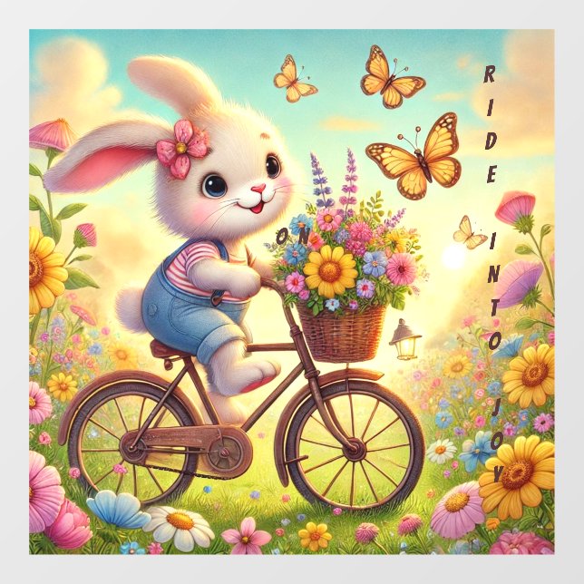 Ride in Joy - Sonniges Fahrrad Fensteraufkleber (Blatt)