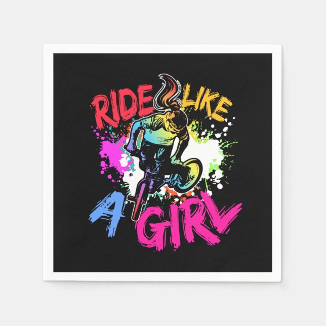 Ride Lke A Girl BMX Biker Gift Idea Serviette (Vorderseite)