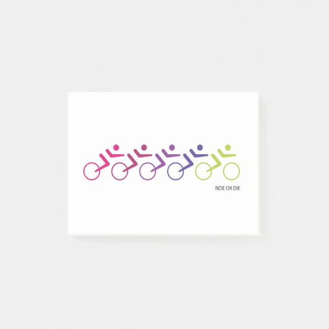 RIDE ODER DIE, Straßenfahrer Post-it Klebezettel (Vorderseite)