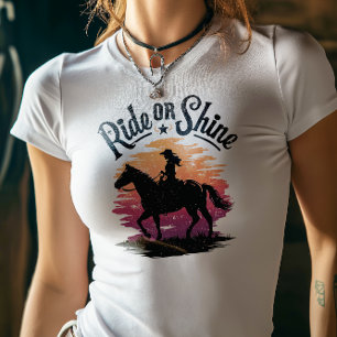Ride oder Shine Cowgirl Sunset Design Tri-Blend Shirt