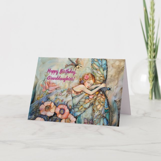 RIDE THE DRAGONFLY GRANDDAUGHTER BIRTHDAY CARD DANKESKARTE (Vorderseite)