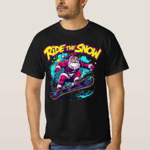 Ride the Snow – Graffiti Santa Snowboard Design T-Shirt