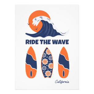 Ride the Wave Surfboards Kühne Retro-Surfart Fotodruck