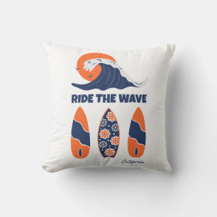 Ride the Wave Surfboards Kühne Retro-Surfart Kissen