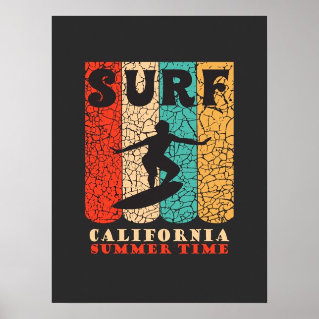 Ride the Waves California Summer Surfing beach Poster (Vorne)