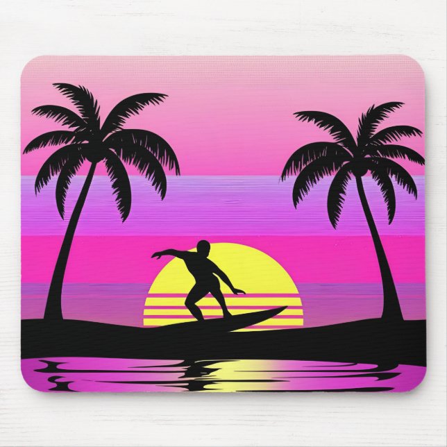 Ride the Waves – Purple Sunset Surf Mood Mouse Pad Mousepad (Vorne)