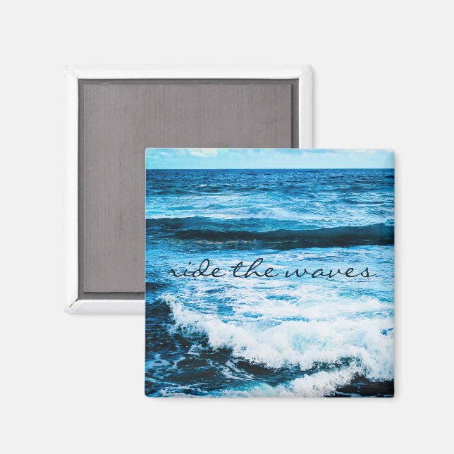 Ride the Waves Quote Turquoise Ocean Foto Magnet (Vorderseite/Rückseite)