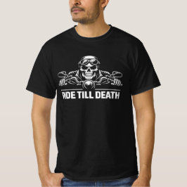 Ride Till Death Motorcycle -Biker Skull Silhouette T-Shirt