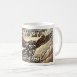 Ride to Live Biker Mug. Eagle and V Twin Engine Kaffeetasse