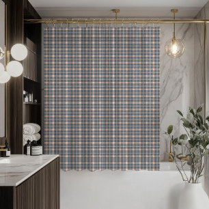 Rideau à carreaux gris corail avec une touche mode