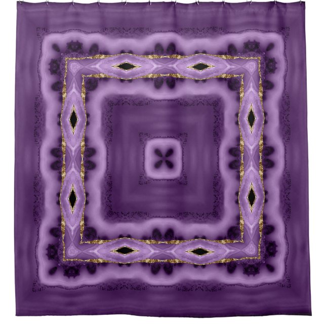 Rideau abstrait violet et or (Devant)