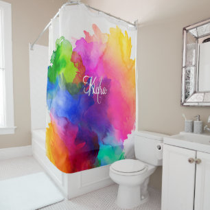 Rideau de douche à aquarelle arc-en-ciel