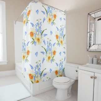 Rideau de douche à aquarelle fleurie avec jonquill