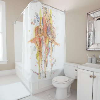 Rideau de douche à aquarelle souple et florale