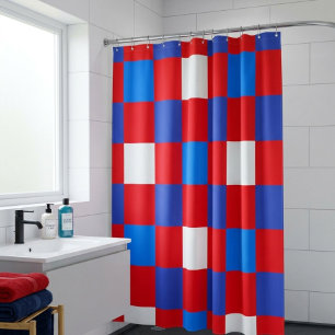 Rideau de douche à carreaux patriotiques