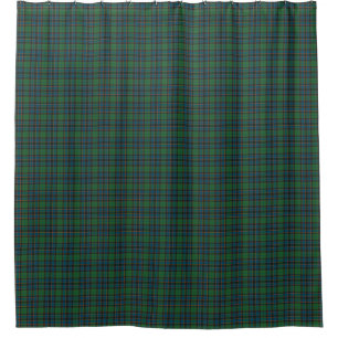 Rideau de douche à carreaux tartan bleu vert