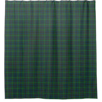 Rideau de douche à carreaux tartan bleu vert