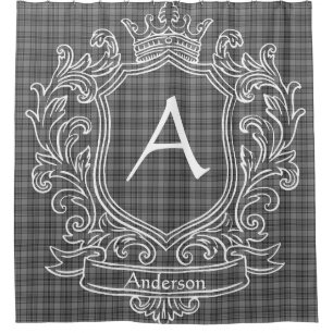 Rideau de douche à carreaux tartan gris personnali