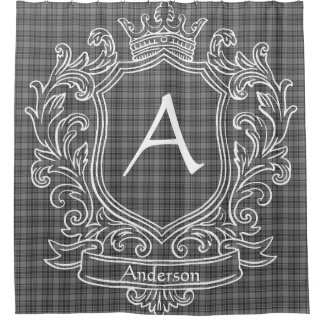Rideau de douche à carreaux tartan gris personnali