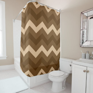 Rideau de douche à chevron zigzag marron et crème