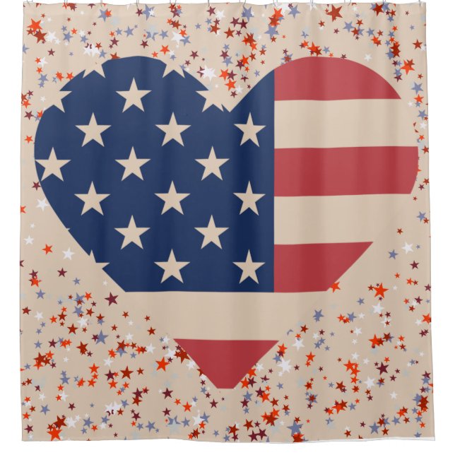 Rideau de douche à drapeau américain Heart (Devant)