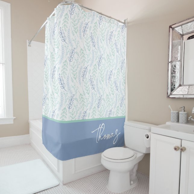 Rideau de douche à feuilles personnalisé (En situation)