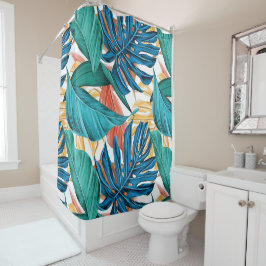 Rideau de douche à feuilles tropicales