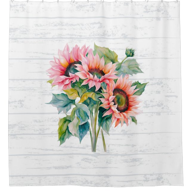 Rideau de douche à fleurs de tournesol botanique (Devant)