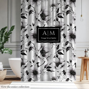 Rideau de douche à fleurs noir et blanc magnifique