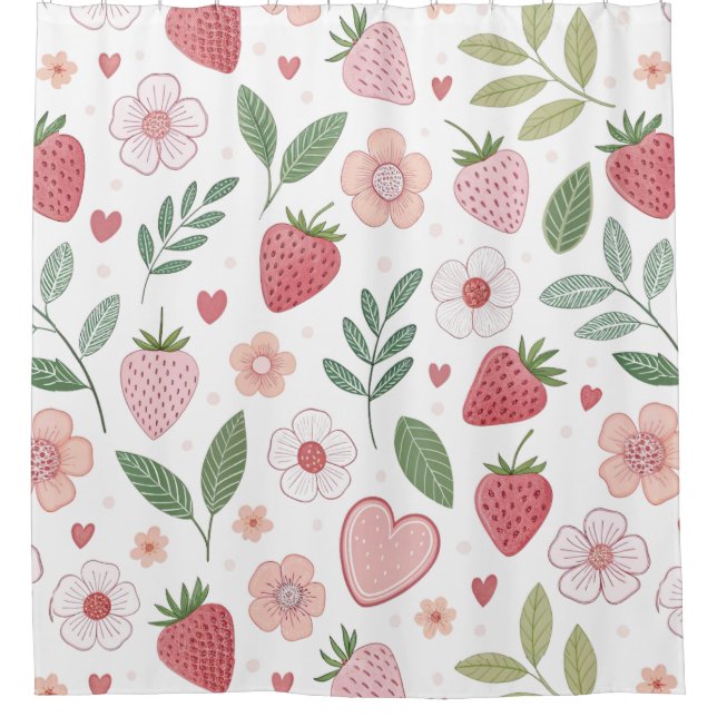 Rideau de douche à motif de fraise mignon (Devant)