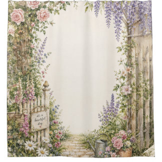 Rideau de douche à motif floral aquarelle de jardi