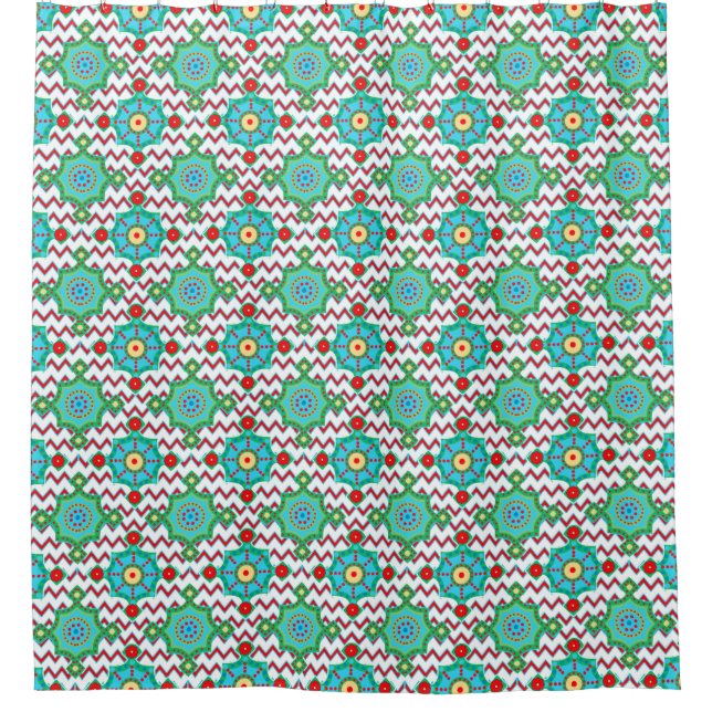 Rideau de douche à motifs de carreaux d'aqua (Devant)