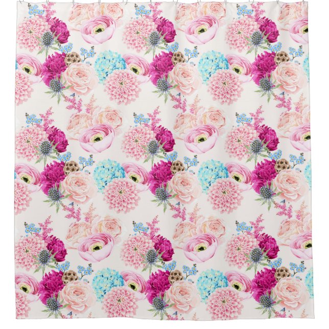 Rideau de douche à motifs floraux (Devant)