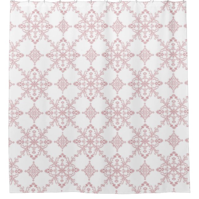 Rideau de douche à motifs floraux rose et blanc (Devant)