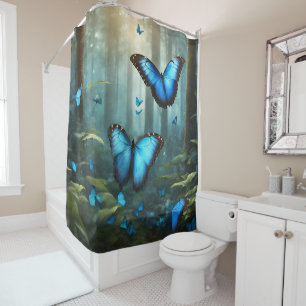 Rideau de douche à papillon bleu Morpho